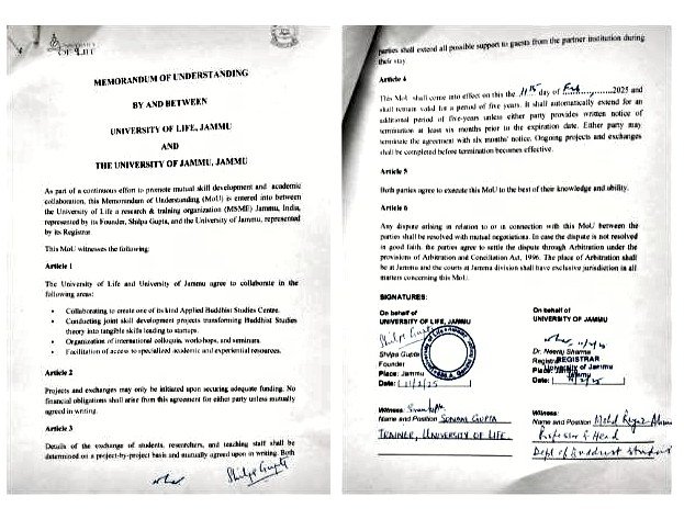 Memorandum of Understanding between University of Life and University of Jammu, signed 11 February 2025